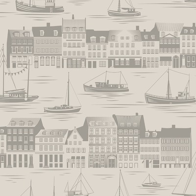 Travelogue Collection Postcard to Inger Wallpaper Weathered Cedar Grey Mini Moderns MMTLG05WC
