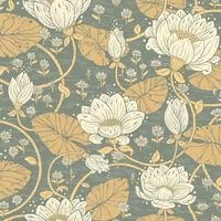 Image of Hjarterum Eva Arts and Crafts Inspired Wallpaper Green Galerie 83120