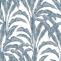 Image of Sansa Leaf Vinyl Wallpaper Blue Muriva M61901