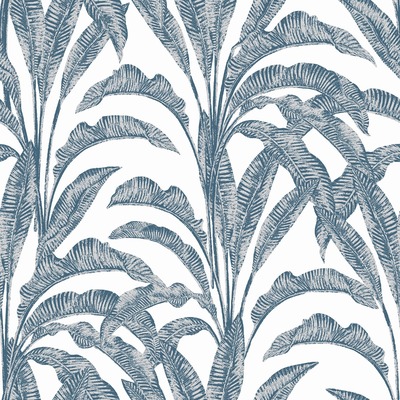Sansa Leaf Vinyl Wallpaper Blue Muriva M61901
