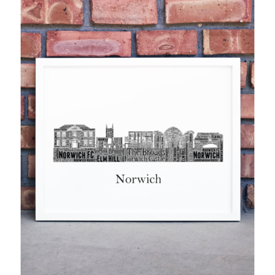Personalised Norwich Skyline Word Art