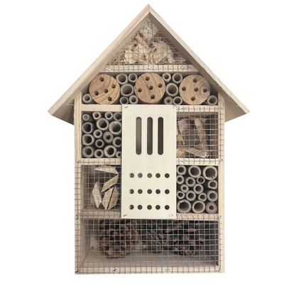 34cm Tall Natural Wooden Bee Insect Hotel Bug House