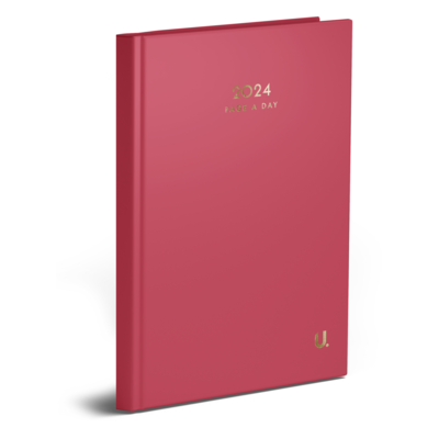 2024 A4 Day A Page Appointment Casebound Hardback Diary - RASPBERRY RED