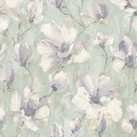 Camilla Floral Vinyl Wallpaper Grey / Sage Green Grandeco A72404