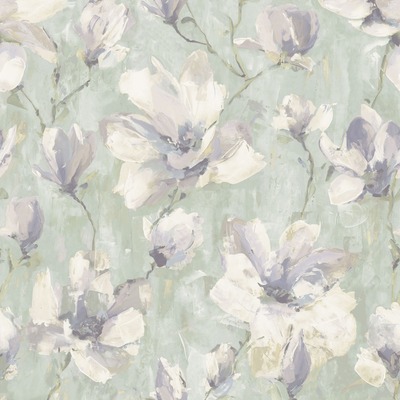 Camilla Floral Vinyl Wallpaper Grey / Sage Green Grandeco A72404
