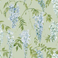 Wisteria Wallpaper Sage Green and Blue World of Wallpaper WOW118