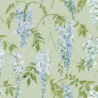 Wisteria Wallpaper Sage Green and Blue World of Wallpaper WOW118
