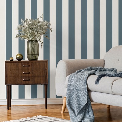 Juliette Stripe Textured Vinyl Wallpaper Blue Fine Decor FD43458
