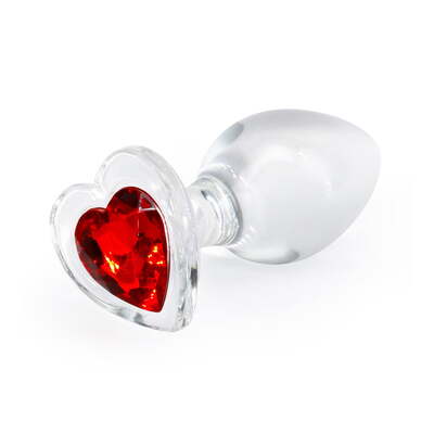 Image of Crystal Desires Glass Heart Medium Butt Plug