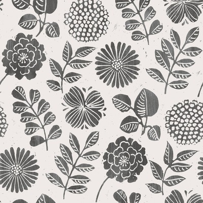 Inge Floral Vinyl Wallpaper Black Fine Decor FD26534
