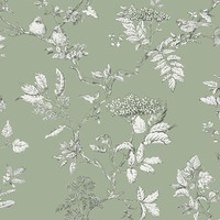 Laura Ashley Elderwood Wallpaper Sage Green 113348