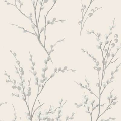 Laura Ashley Pussy Willow Wallpaper Off White / Steel 113359
