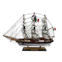 Vintage Model Ship 1I Fully Assembled Display Stand Handmade 65cm Length