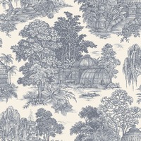 Osterley Gardens Toile Wallpaper Blue Holden 13951