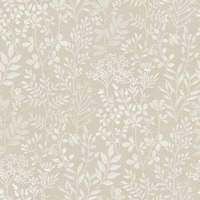 Karuna Embroidery Stitched Organic Trail Vinyl Wallpaper Taupe Grandeco 205002