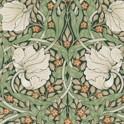 William Morris At Home Pimpernel Wallpaper Green 124242
