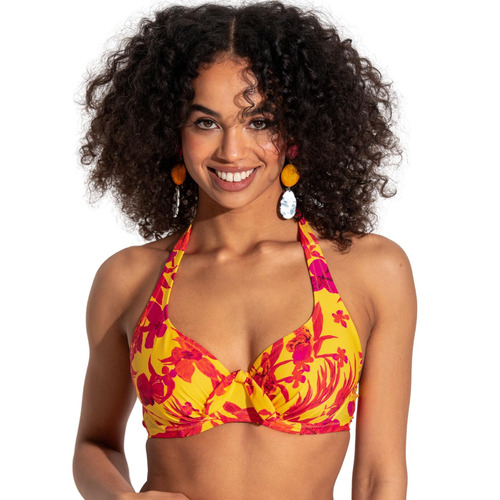 Pour Moi Heatwave Halter Bikini Top - Yellow Floral