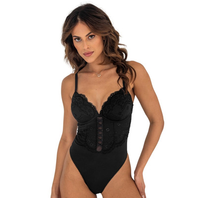 Pour Moi Swoon Plunge Bodysuit - Black