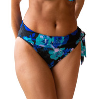 Pour Moi Portofino Tie Fold Over Bikini Brief – Black Floral – S – 10