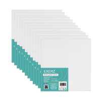 Exerz 20x20cm Canvas Panels 12pcs 3mm Blank Artist Canvas Board 280gsm 100% Cotton