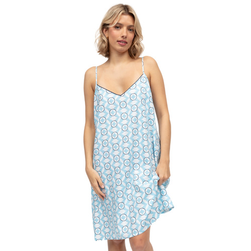 Cyberjammies Madelyn Geo Print Strappy Nightdress - Blue Mix