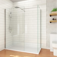 ELEGANT 1400x800mm Walk-In Shower Enclosure 8mm Easy Clean (Inc. Shower Panels, Shower Tray+Waste)
