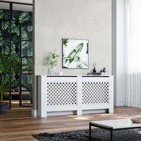 ELEGANT White 1720mm Cross Grille Radiator Cover Traditional 3 Pattern Slatted Wood Decor