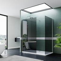 ELEGANT 1700x700mm Smoked Glass Walk-In Shower Enclosure 8mm Easy Clean (Inc. Shower Panels, Stone Resin Tray + Waste)