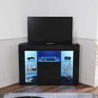 ELEGANT 1000mm Gloss Black Modern Multi-Colour LED TV Unit Stand with Entertainment Cabinet