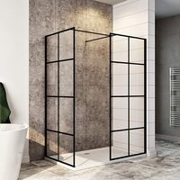 ELEGANT 1200X800x1850mm Walk in Wet Room Shower Enclosure Shower Screen Panel Matt black