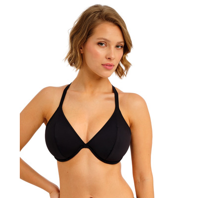 Freya Jewel Cove Plunge Bikini Top - Plain Black