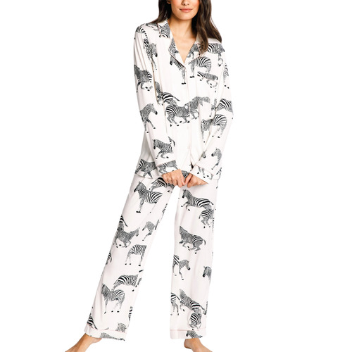 Chelsea Peers Jersey Pyjama Set - White Zebra Print