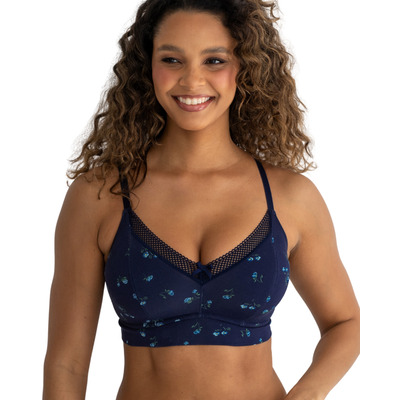 Pour Moi Love To Lounge Non Wired Bra - Navy/Blue Floral