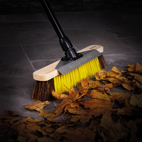 BULLDOZER PRO Heavy Duty 15.7" Utility Broom with Scraper and Telescopic Handle