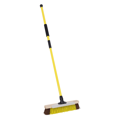BULLDOZER PRO Heavy Duty 15.7" Utility Broom with Scraper and Telescopic Handle