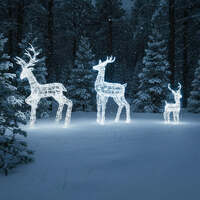 Outdoor Light Up Acrylic Christmas Reindeer Stags and Baby Set