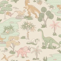 Dino Zoo Wallpaper Pink / Sage Green Holden 14013