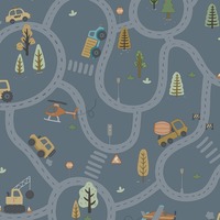 Roundabout Road Wallpaper Denim Blue / Multi Holden 14083