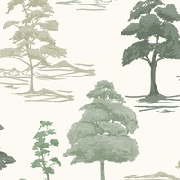 Carlotta Tree Textured Heavyweight Vinyl Wallpaper Sage Green Belgravia 9037