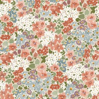 Flower Garden Wallpaper Rust / Blue Grandeco 208901