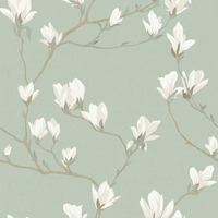 Laura Ashley Magnolia Grove Wallpaper Pale Eau de Nil 143336