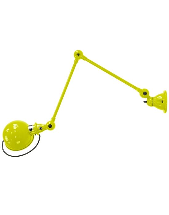 Jielde Loft Two Arm Wall Light Yellow Sulphur Gloss Integral Switch On Wall Base