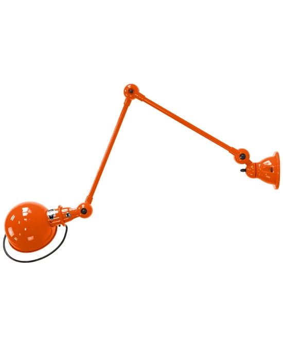 Jielde Loft Two Arm Wall Light Orange Matt Integral Switch On Wall Base
