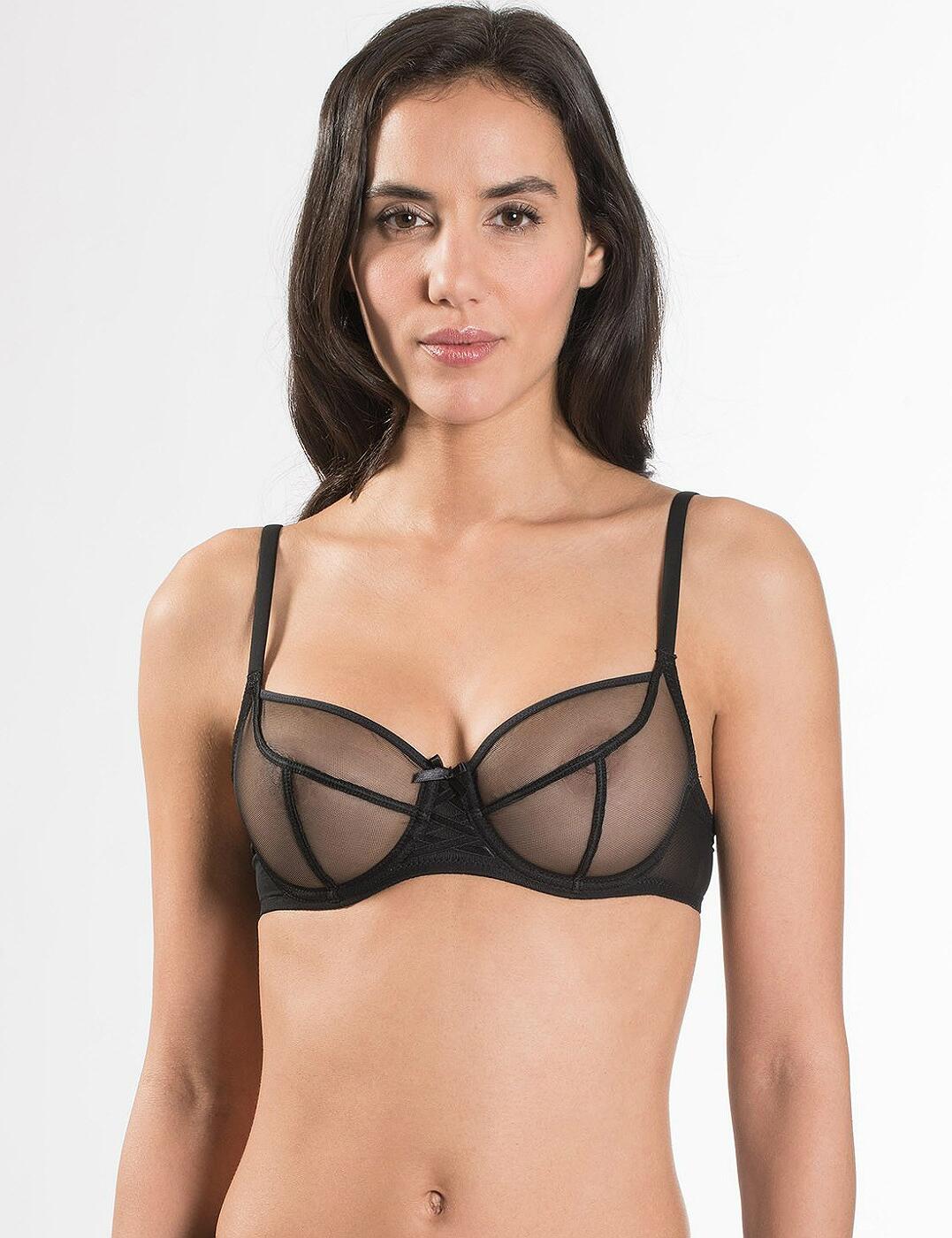 Carefully crafted with you in mind, Aubade introduce another flawless range to add to your collection. The all new Nudessence range is streamlined in a soft tulle which blends sheer and opaque detail, creating a peekaboo effect and satisfying a desire of natural beauty and simplicity. Elastic satin bands highlight feminine curves and create a striking visual effect, carefully finished with a seductive lace, this range screams glamorous. This 3/4 cup balcony bra is fully underwired with fixed fully adjustable straps, promising optimum comfort and support. Its three section cups design is perfectly tailored for curvier figures, pairing both comfort and seduction! Pair with matching co-ordinates for the perfect look.  Sheer and opaque detailing Glamorous and seductive design Optimum comfort and support 3/4 cup Fully underwired cups Fixed fully adjustable straps Elastic satin bands Hook and eye fastener at the back Composition: 66% Polyamide &pipe; 34% Elastane  Listed in UK sizes  33626-62145-1120787 FM15  3/4 Cup Balcony Bra