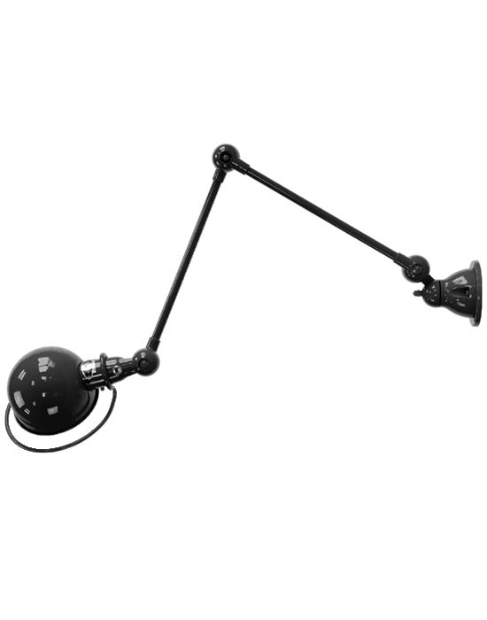 Jielde Loft Two Arm Wall Light Black Hammered Gloss Plug Switch And Cable