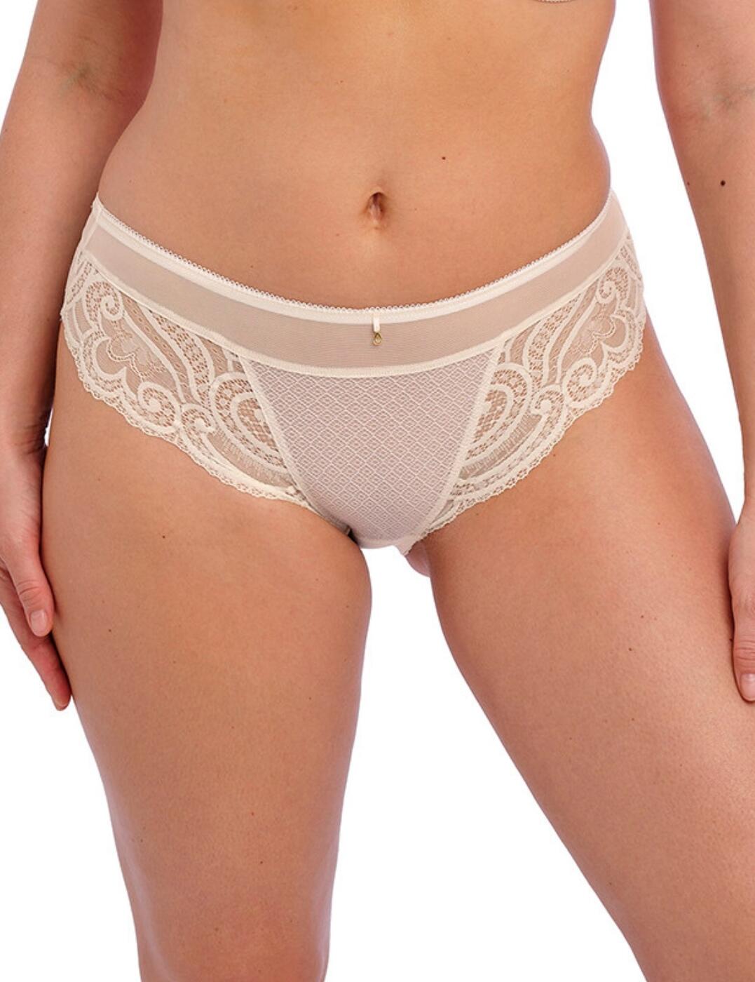 Add a touch of elegance to your wardrobe with the Fantasie Cerys brief. The mid-rise waist provides a flattering fit that is perfect for any body shape. But what sets these briefs apart is the delicate stretch lace that adorns the front panel, adding a feminine flair to your look. And let's not forget the eye-catching metal and diamante charm at the centre front, adding a touch of glamour to your everyday underwear. The moderate sheer rear coverage not only adds a hint of sensuality but also allows for easy movement and breathability. For those who like to coordinate, this brief has matching coordinates available, making it easy to create a complete and stylish lingerie set.