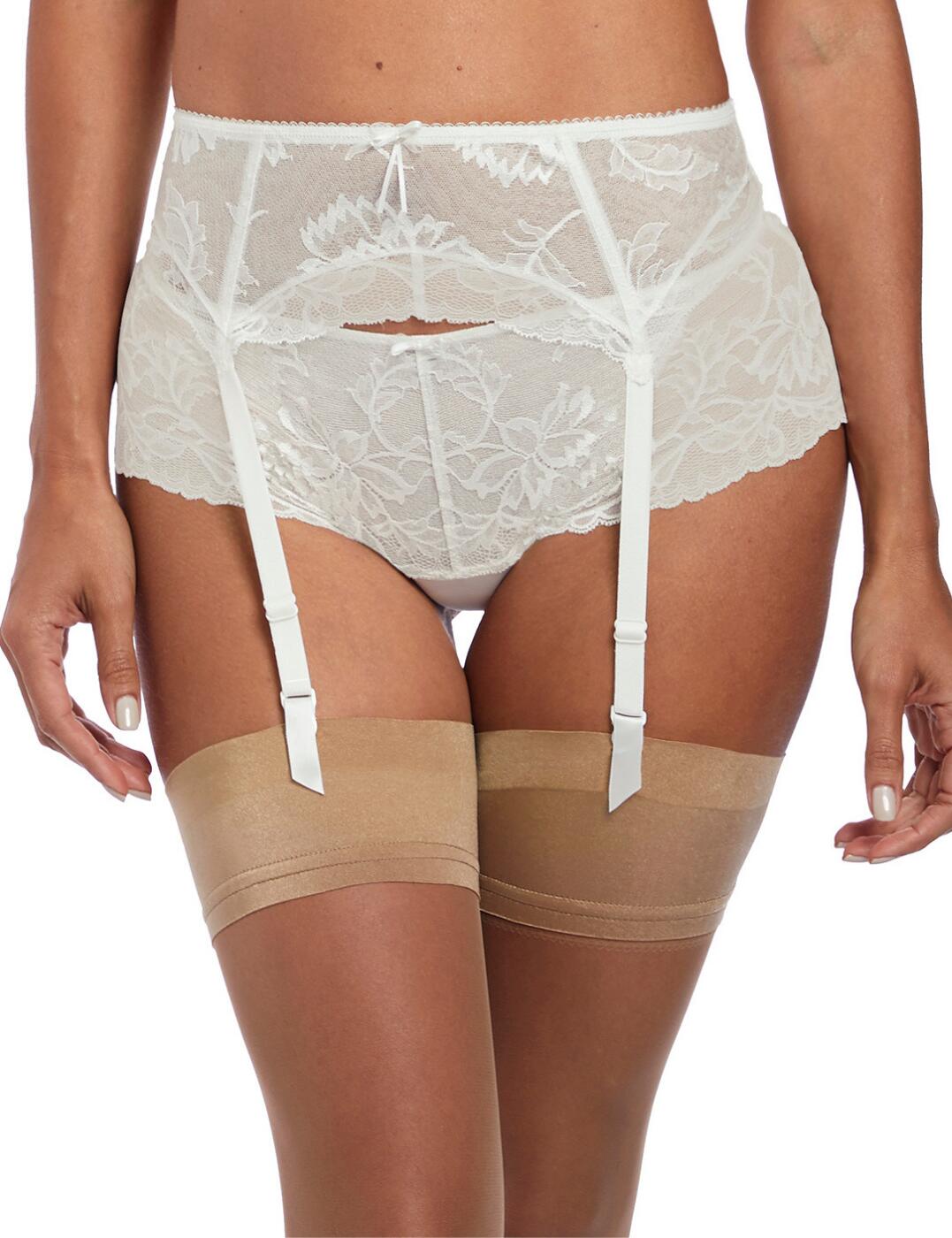 Look and feel seductive in the beautiful Bronte range by Fantasie! The Bronte Suspender Belt is a must have for your collection, with the stunning fine lace to the front and contracting lining! The suspender belt features a hook and eye back opening for extra comfort and fit and adjustable suspender straps for ease of wear! Matching items available to spice up your lingerie wardrobe!  Stunning lace design Sexy & classic look Comfortable and contemporary fit and feel Adjustable suspender straps for ease of wear Hook & eye fasten at the back Matching items available Composition:- 65% Nylon/Polymide &pipe; 19% Elastane &pipe; 16% Polyester Listed in UK sizes     50901-91944-1224836 2069 Suspender