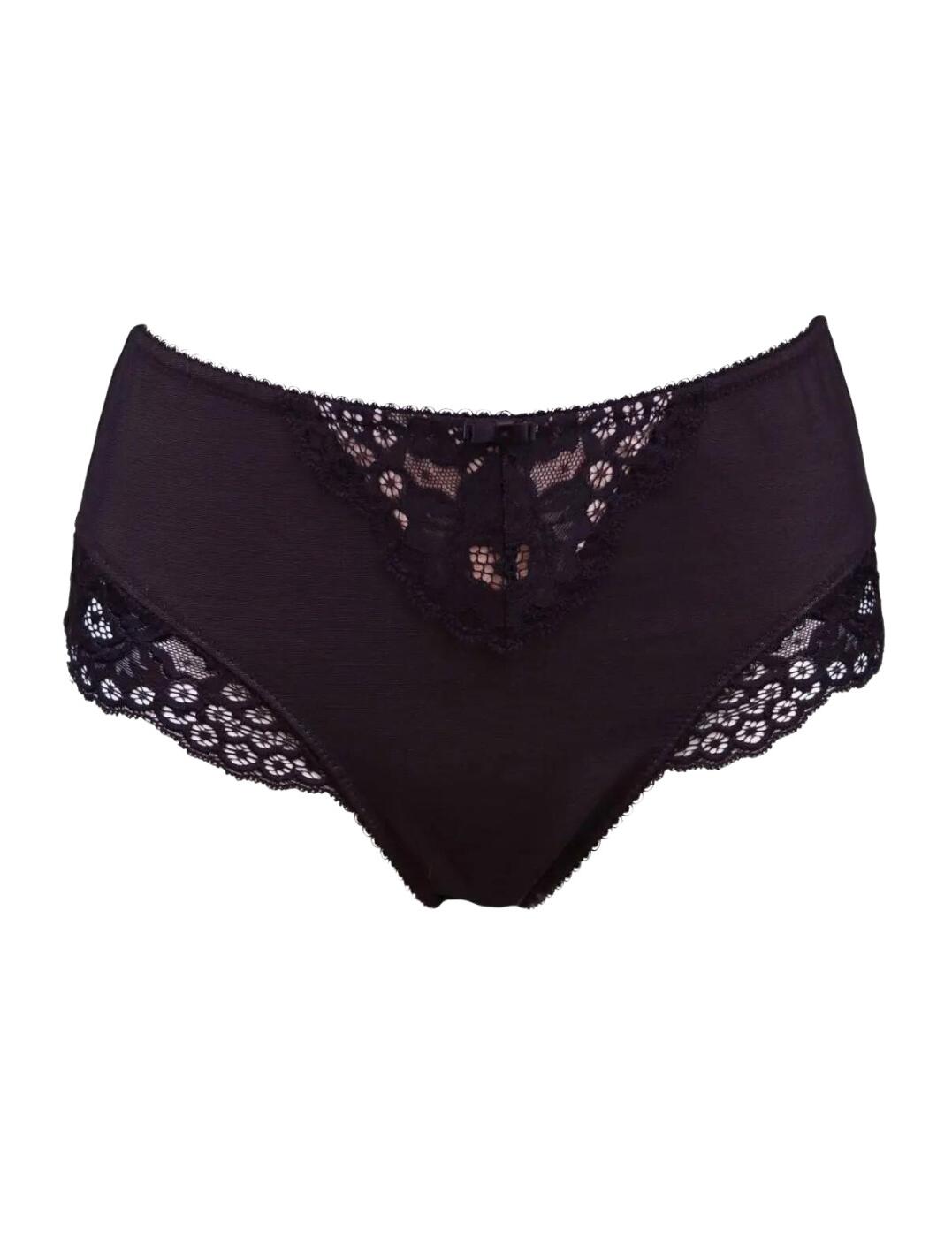 We love these high waisted briefs by Pour Moi in the Amour Accent collection! Look stunning with the v shaped lace design to the front and back of these briefs with power-mesh to the front for that extra help and also lined for your modesty! Moderate coverage to the rear and in a beautiful micro-fibre for a soft touch and feel, finished off with a delicate bow to the centre front! Matching items available in this range for that wow factor look for your lingerie collection! Listed in UK sizes!  V Shaped lace design to the front and back Great shaping and support Sexy black lace overlay Moderate coverage to the rear Flutter lace trim on the outer legs Power Mesh support to the front Micro Fibre material to the rear for comfortable feel Matching items available Composition :- 74% Polyamide &pipe; 4% Polyester &pipe; 22% Elastane Listed in UK sizes  34237-63260-832691 11606 High Waisted Briefs