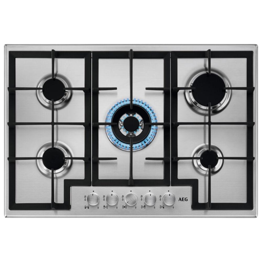 Aeg Hgb75400sm 75cm 5 Burner Gas Hob 8211 Stainless Steel