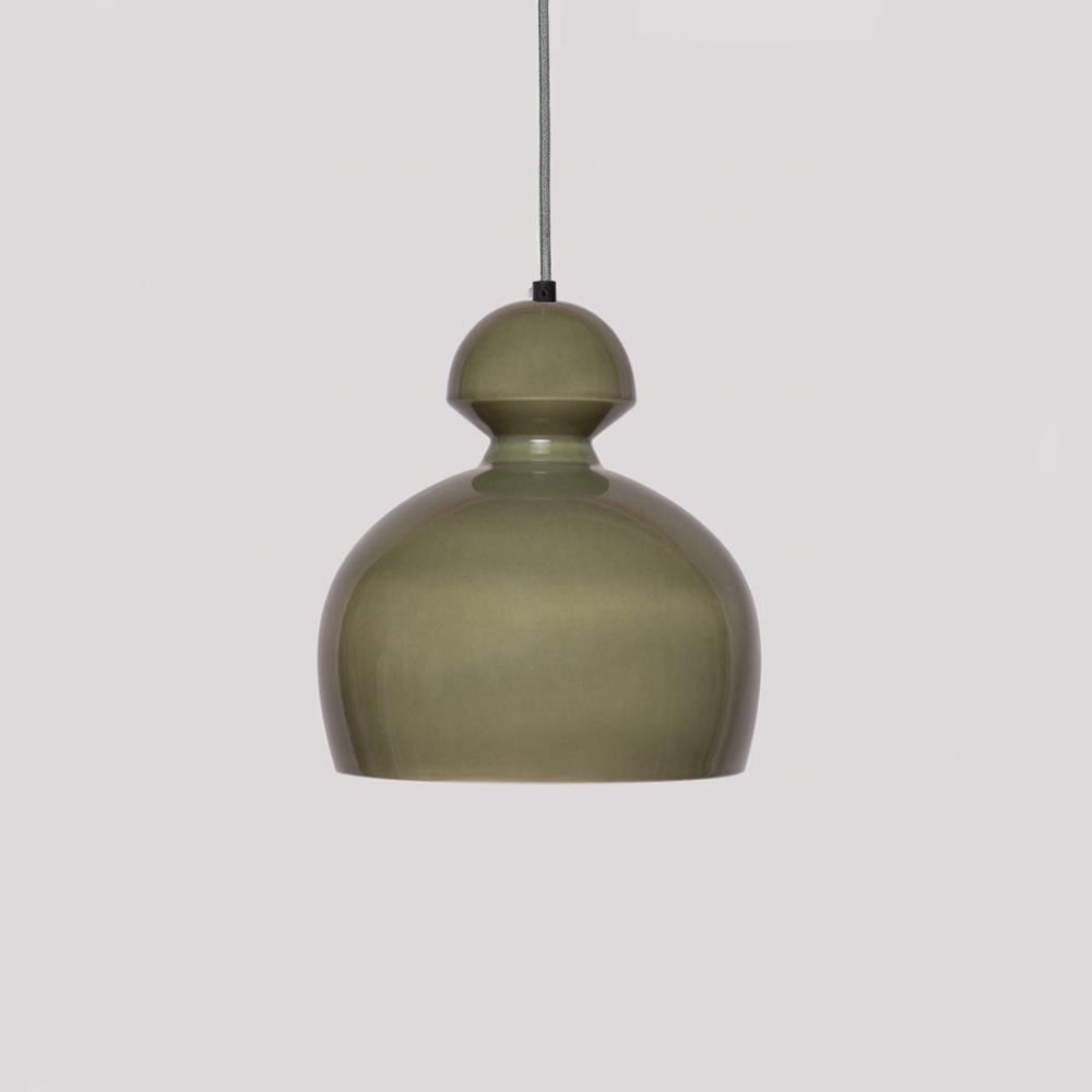 Patricia Lobo Mobo Ceramic Pendant Xl Olive Green Designer Pendant Lighting